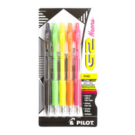 Pilot, G2, Gel, Fine Pen, Neon, 5 Count